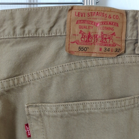 Levi's Y2K Vintage 550 Classic Relaxed Fit Straight Leg Jeans Tan Brown 34 x 32 - Picture 15 of 16